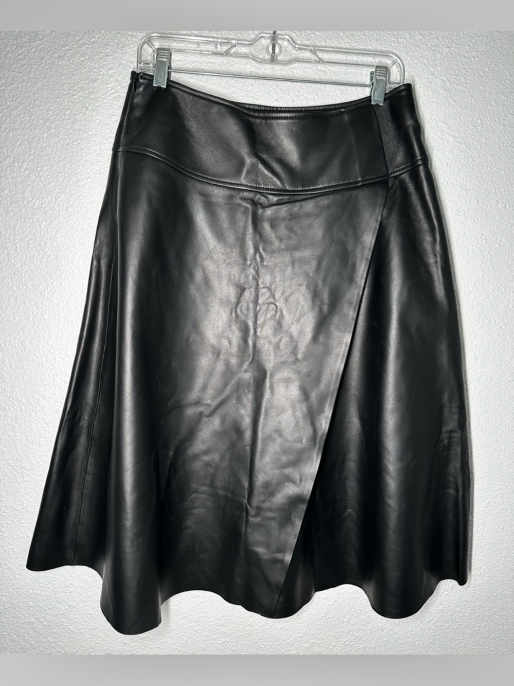 NWT Smart Universe Wear Lamb Leather High Waist Asymmetrical Skirt Black Size M